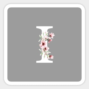 Letter I Monogram With Cherry Blossoms Sticker